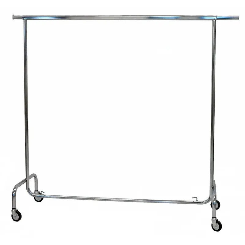 Portant fixe métal chromé avec roues Ø 8 cm – 100 ou 150 cm