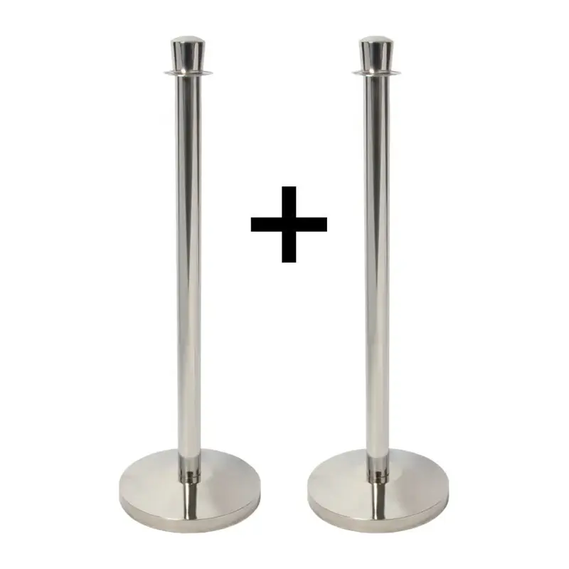 Poteaux d'accueil acier chromé – lot de 2 – hauteur 1 m