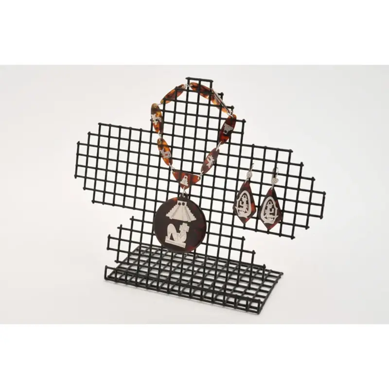 Présentoir à bijoux grille floquée velours noir