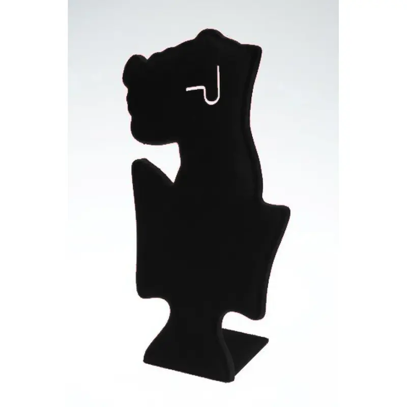 Présentoir bijoux silhouette floqué velours noir – 16 x 30 cm
