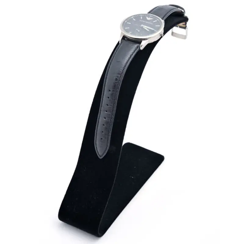 Présentoir montre et bracelet en métal floqué velours noir