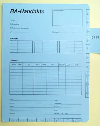 RA-Handakte bedruckt - 100 Stück je Einheit