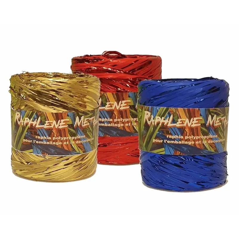 Raphia métallisé polypropylène 12,5 mm x 200 m – 18 couleurs