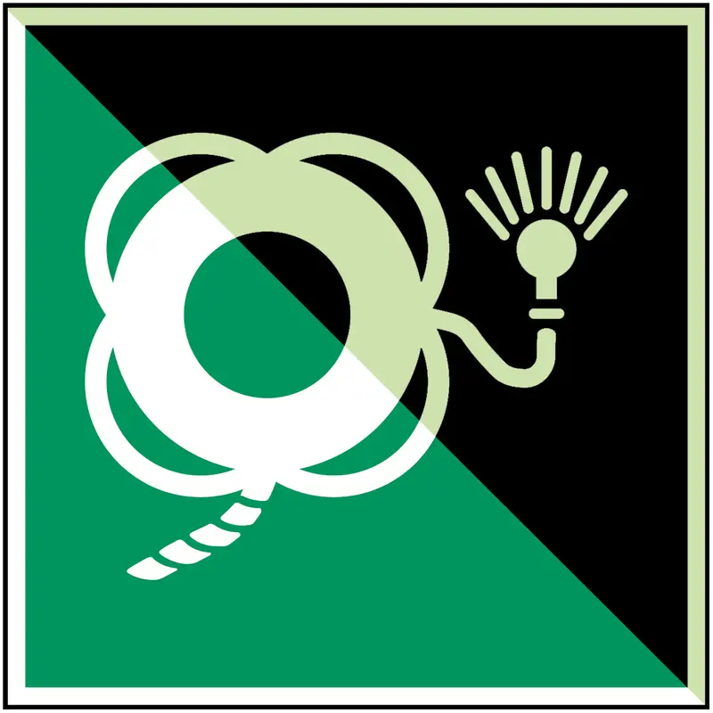 Rettungsring mit Leine und Lampe - ISO 7010