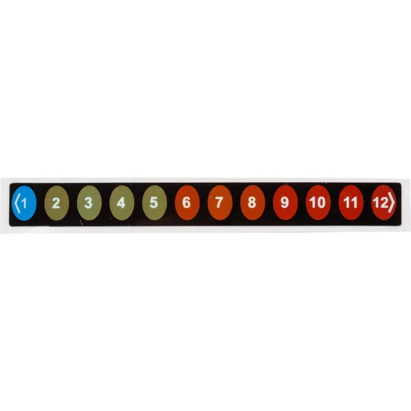 Reversible, temperaturanzeigende Etiketten - 12 Temperatur-Messstufen