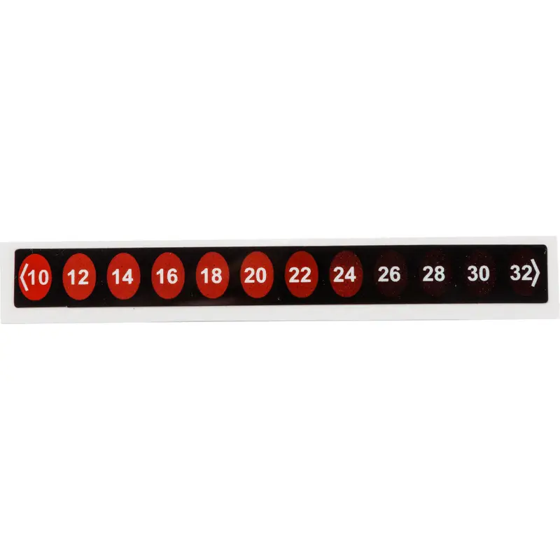 Reversible, temperaturanzeigende Etiketten - 12 Temperatur-Messstufen
