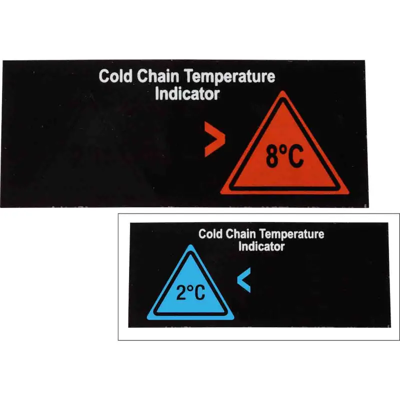 Reversible, temperaturanzeigende Etiketten - 2 Temperatur-Messstufen