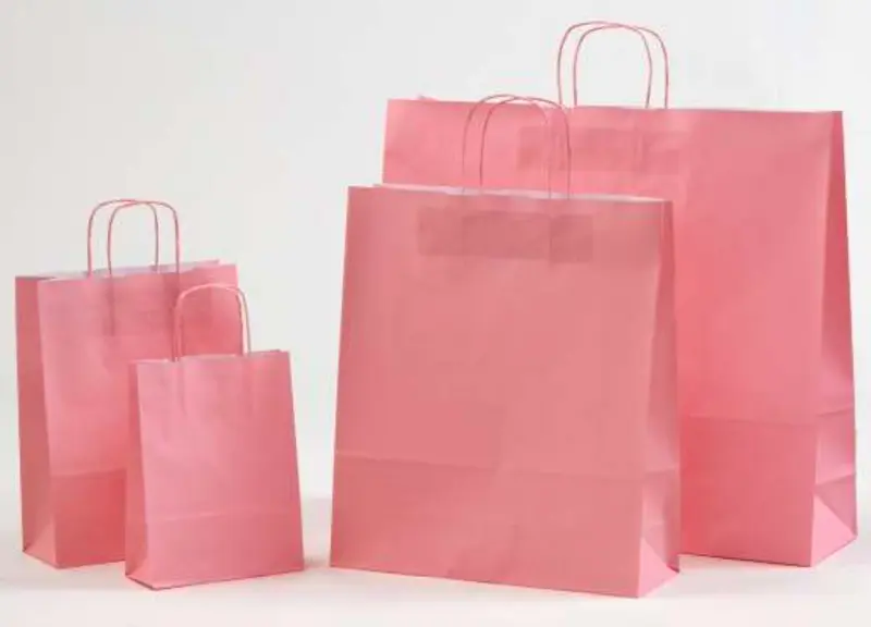 Rosafarbene Papierkordeltaschen Boutique