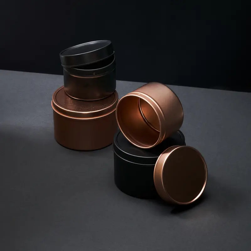 Runde nahtlose Stülpdeckeldosen – Rosegold, Schwarz & Silber