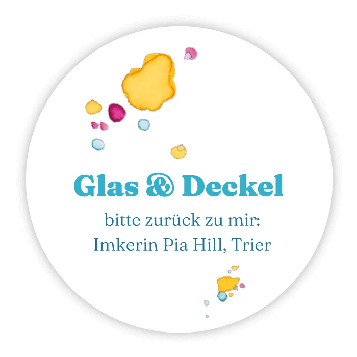 Runder Sticker 30x30mm - Glas und Deckel zurück