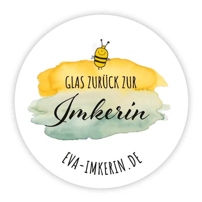Runder Sticker 30x30mm - Glas zurück zur Imkerin | Aquarell-Optik