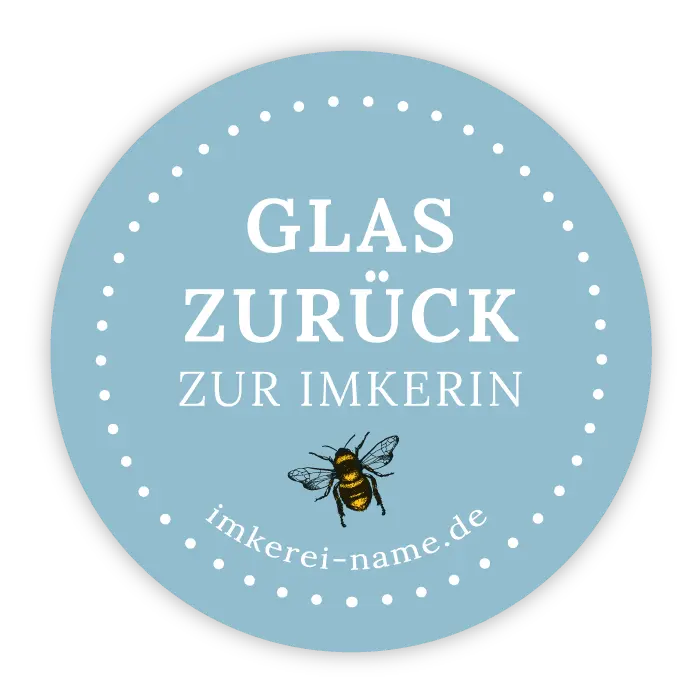 Runder Sticker 30x30mm - Glas zurück zur Imkerin | Biene