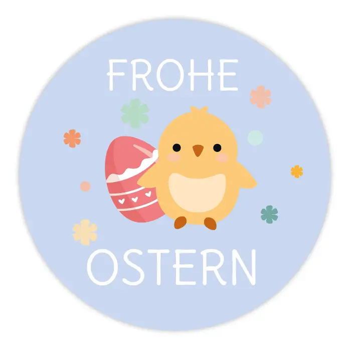 Runder Sticker 40x40mm - Frohe Ostern Küken