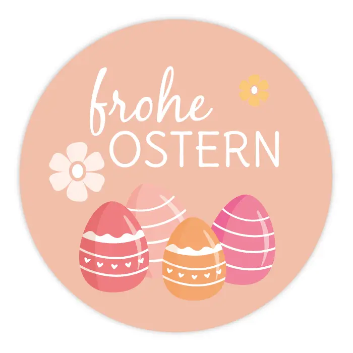 Runder Sticker 40x40mm - Frohe Ostern Ostereier