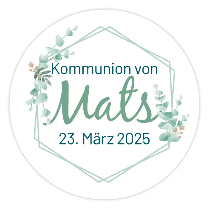 Runder Sticker 50x50mm - Kommunion Mats