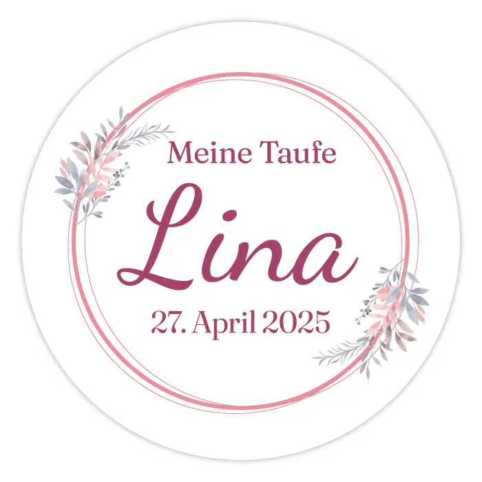 Runder Sticker 50x50mm - Taufe Lina