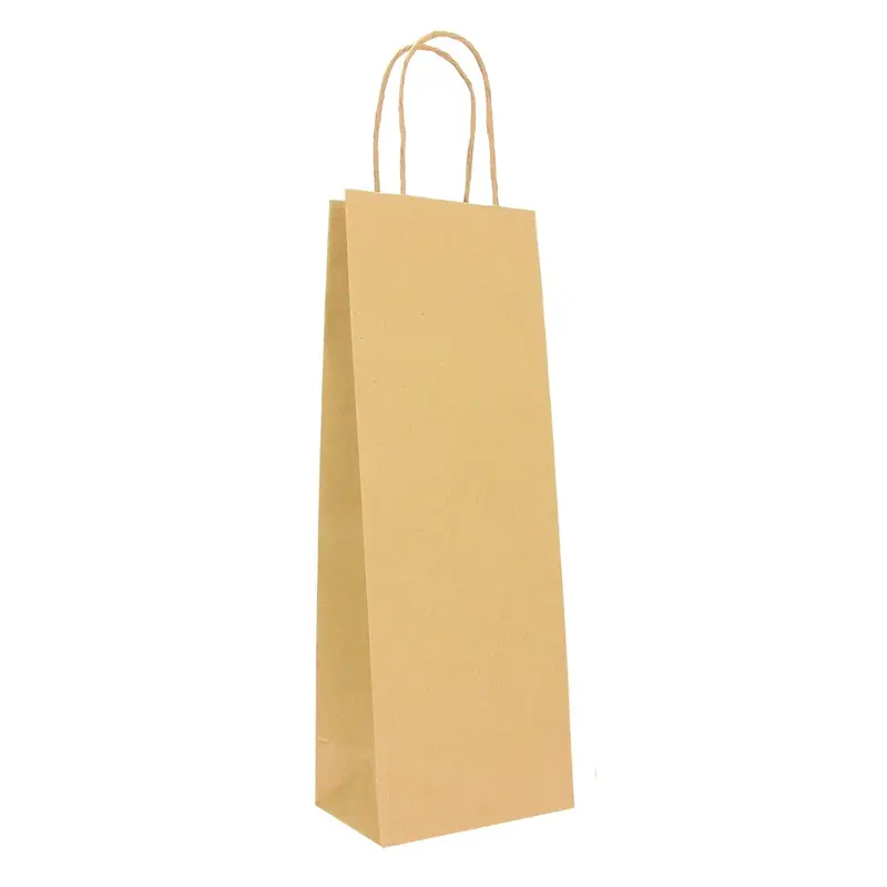 Sac bouteille kraft brun 140g — 2 bouteilles, poignées torsadées