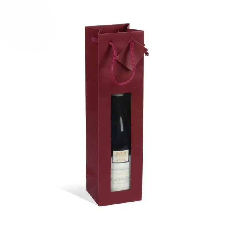 Sac bouteille kraft fenêtre Lie de Vin — 1 ou 2 bouteilles
