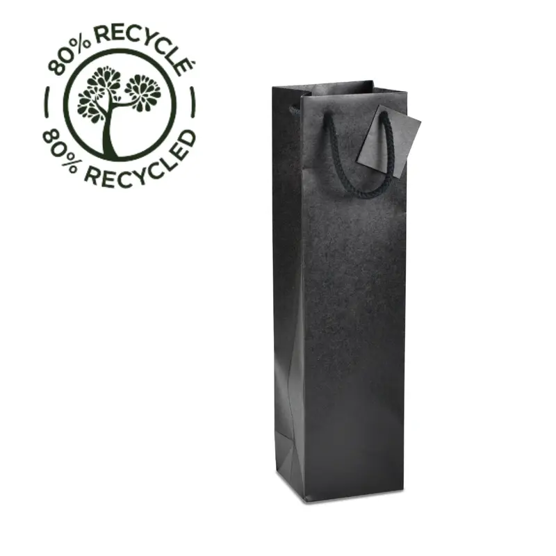 Sac bouteille kraft noir 175 g/m² — 3 formats avec carte cadeau