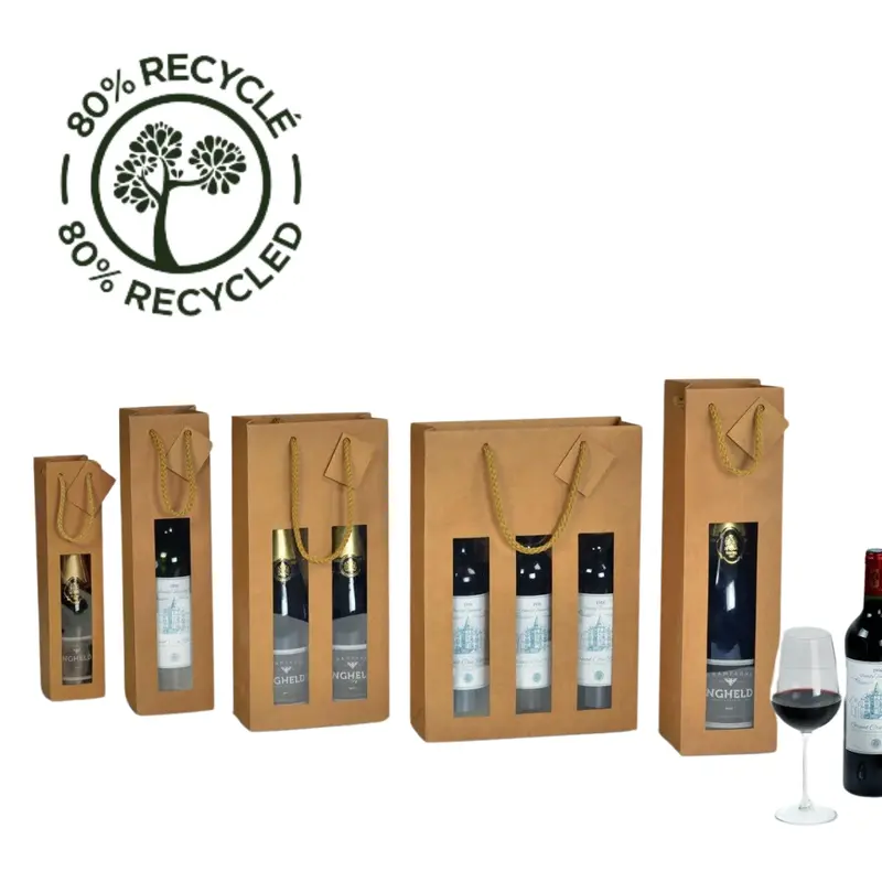 Sac kraft brun à fenêtre pour bouteille — 6 formats