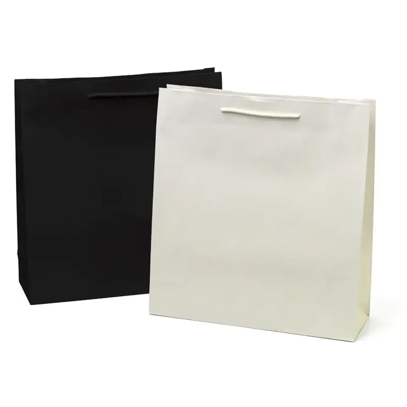 Sac kraft luxe 160 g avec poignées coton — noir ou blanc, 5 formats