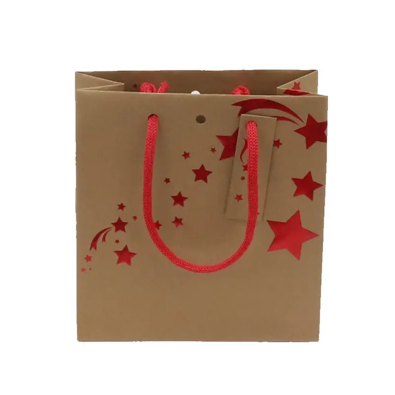 Sac kraft Noël étoiles rouges — 2 formats