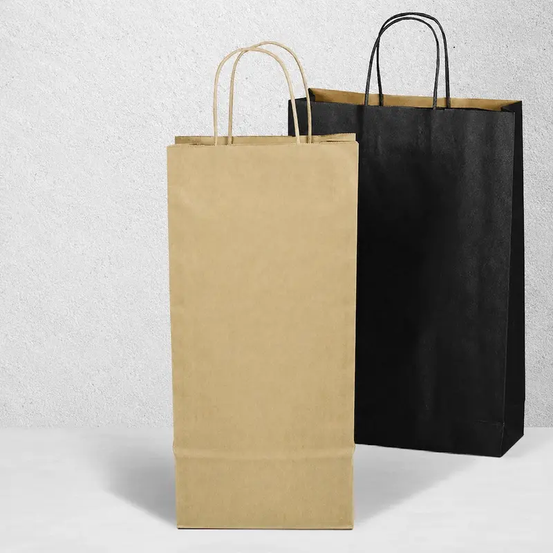Sac kraft pour bouteille – 1, 2 ou 3 bouteilles – brun ou noir
