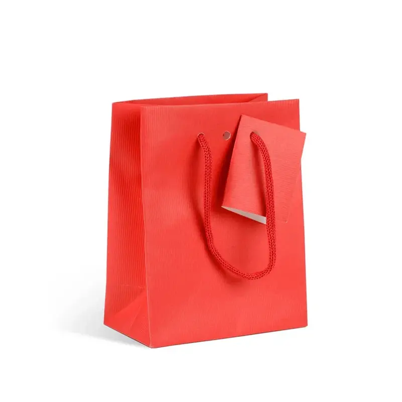 Sac kraft rouge luxe à poignées cordelières