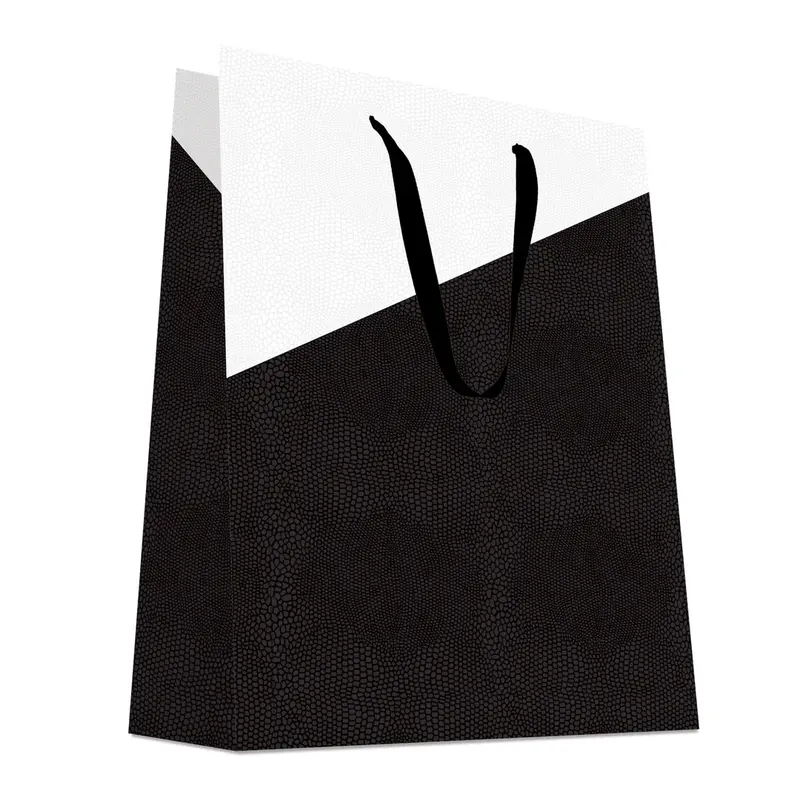 Sac Luxe Papier Gaufré Lézard Noir et Blanc — 5 Formats