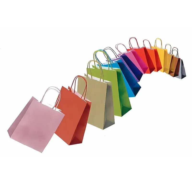 Sac papier kraft couleur – Poignées torsadées – 22 couleurs, 7 formats