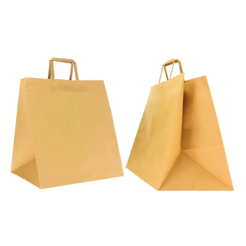 Sac traiteur kraft brun fond large — 36+30x36 cm