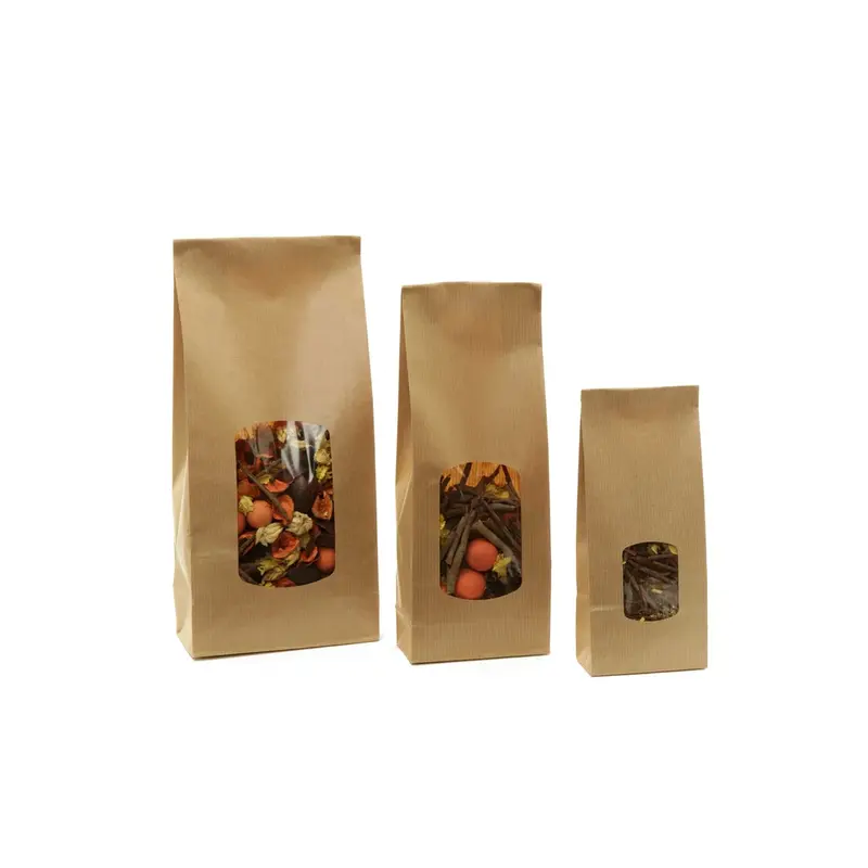 Sachet kraft SOS avec fenêtre — apte contact alimentaire — 3 coloris