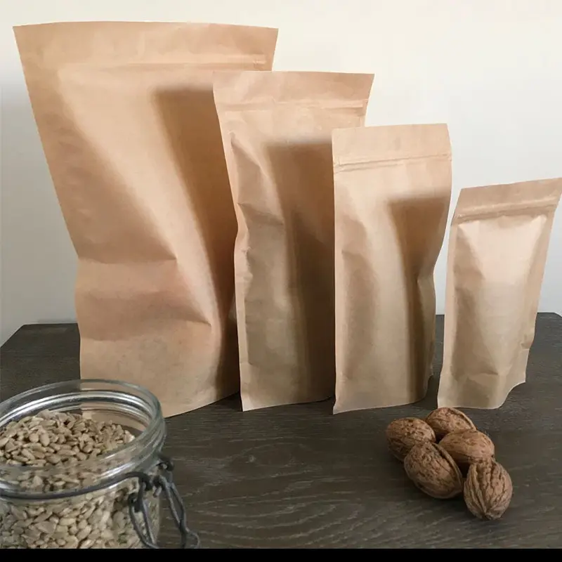 Sachet zip kraft alimentaire hermétique – 4 formats (250 à 1300 ml)