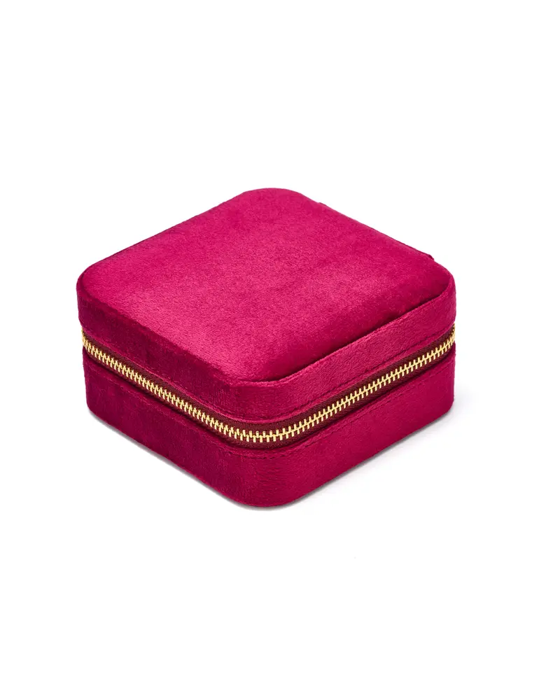 Samt Schmuckkästchen – Cherry Red (Set aus 5) | Reise Schmuckkästchen