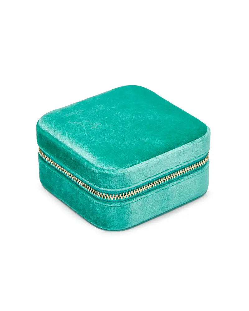 Samt Schmuckkästchen – Metallic Turquoise (Set aus 5) | Reise Schmuckkästchen