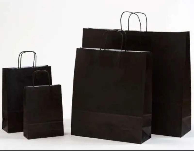 Schwarze Papierkordeltaschen Boutique