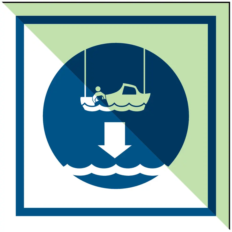 Seenotrettungsboot während der Auslösesequenz zu Wasser lassen - IMO