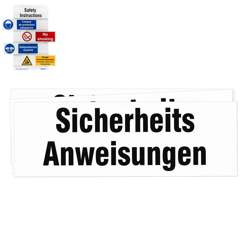 Sicherheits-Einschubschilder - Titel mit SICHERHEITSANWEISUNGEN