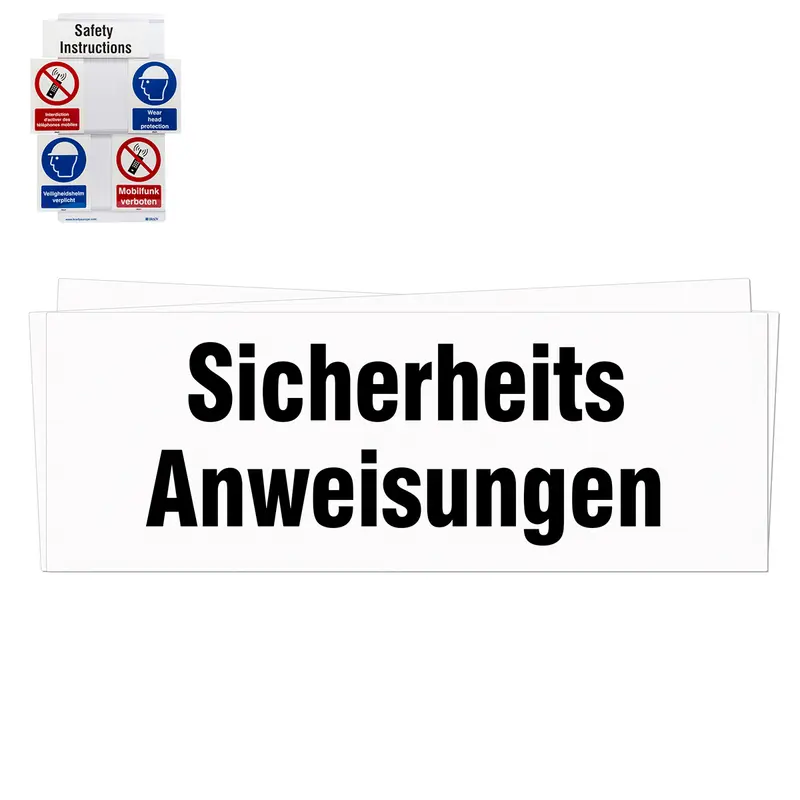 Sicherheits-Einschubschilder - Titel mit SICHERHEITSANWEISUNGEN