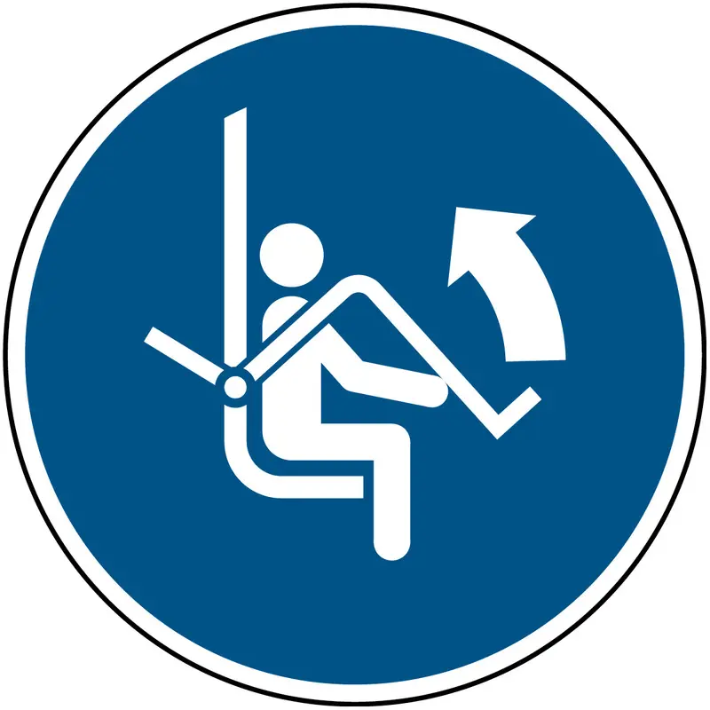 Sicherheitsbügel des Sessellifts öffnen - ISO 7010