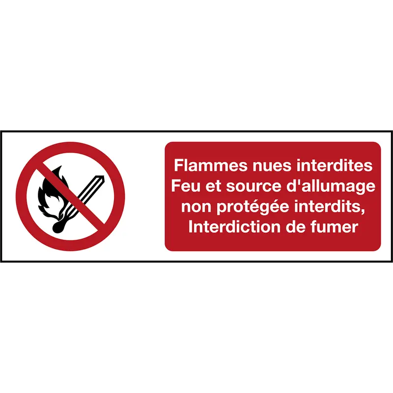 Signalisation ISO 7010 - Flammes nues interdites (produit francophone)