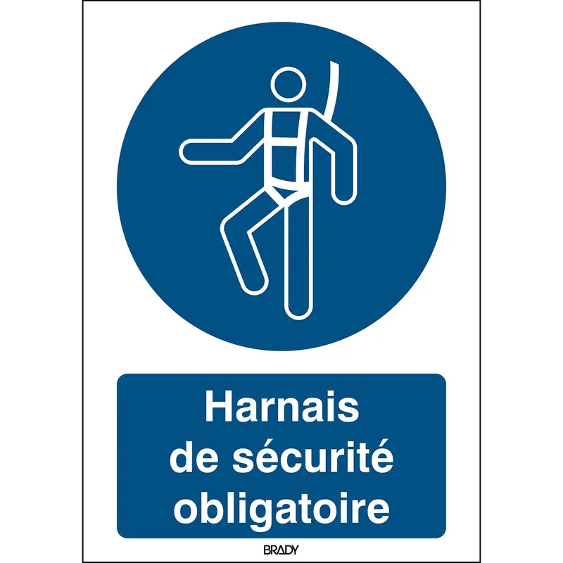 Signalisation ISO 7010 - Harnais de sécurité obligatoire (produit francophone)