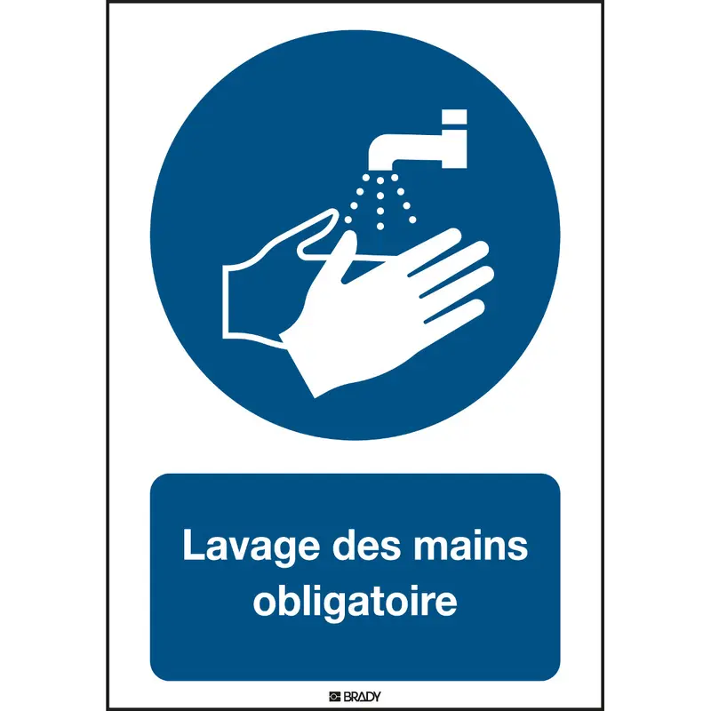 Signalisation ISO 7010 - Lavage des mains obligatoire (produit francophone)