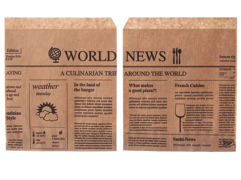 Snacktasche Newspaper braun 15 x 16 cm für Burger/Kebap