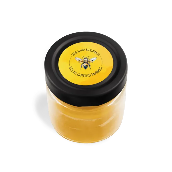 Sonnige Sophia – Runder Deckelaufkleber 40x40mm für Kerzen im 250g-Glas