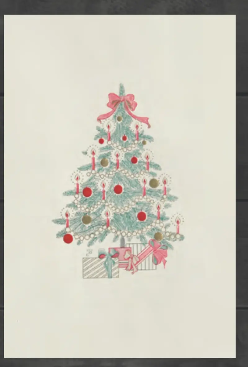 Stahlstichkarte Geschenke unterm Baum