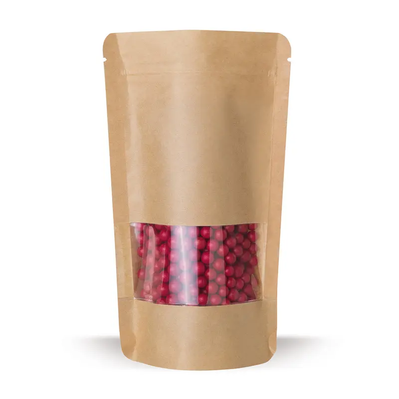 Standbodenbeutel Kraftpapier mit Sichtfenster
