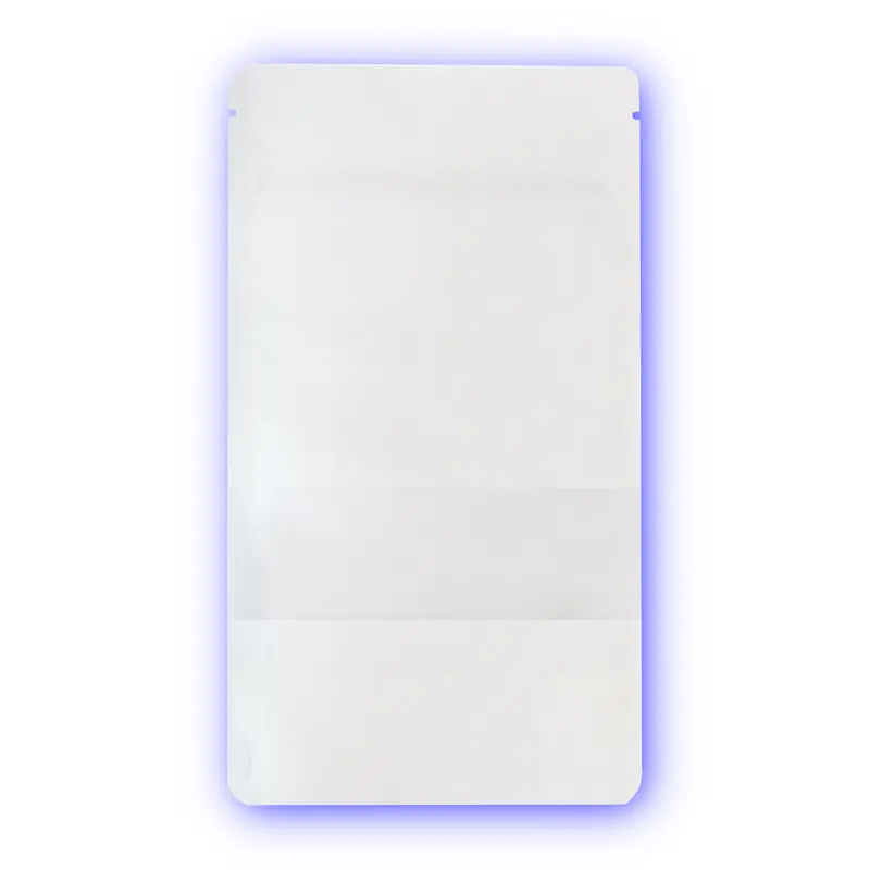 Standbodenbeutel Kraftpapier weiß mit Sichtfenster