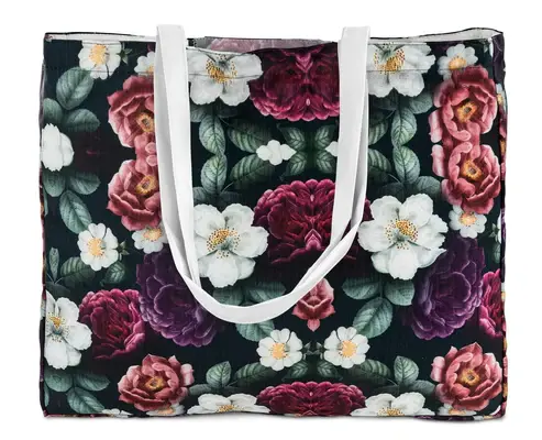 Strandtasche OXFORD dunkle Blumen