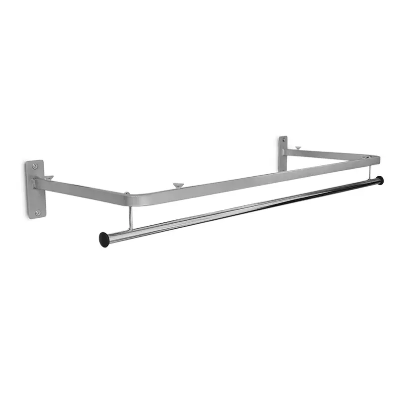 Support mural aluminium pour rayon en verre avec barre penderie